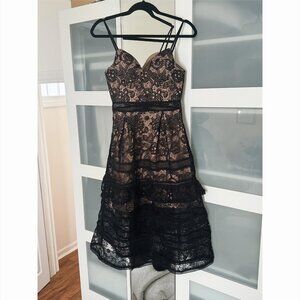 Beautiful Black and Tan Lace Gown (XS or S)